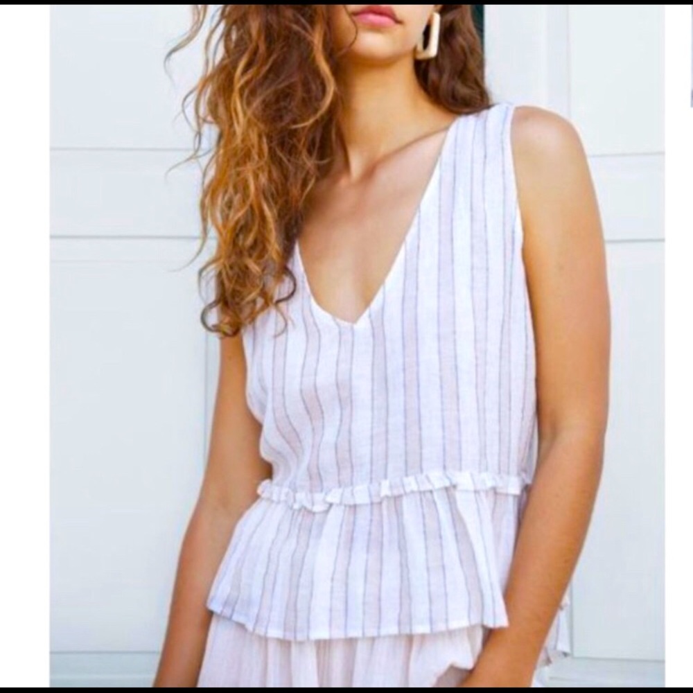 Rails Women’s Mira Costa Stripe Peplum Tank Top size M